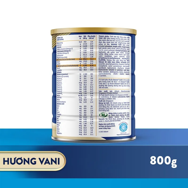 Ảnh Combo 2 Lon Sữa bột Ensure Gold Abbott hương vani 800g/ 850g 1