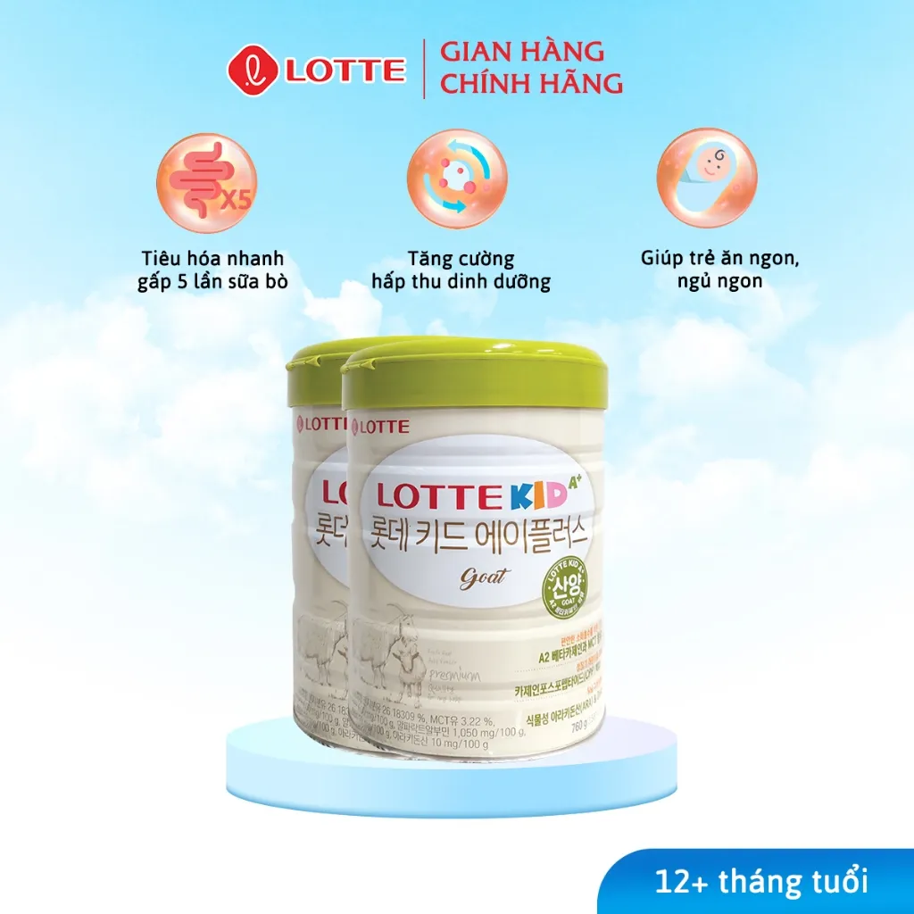 Ảnh ComBo 2 Lon Sữa Dê Bổ Sung Canxi Lotte Kid A+ Hàn Quốc Sữa Bột Giúp Phát Triển Chiều Cao Cho Bé 760g 2