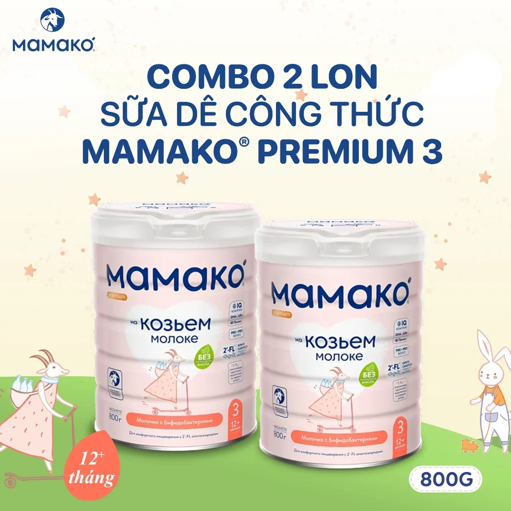 Ảnh Combo 2 Lon Sữa Dê Công Thức MAMAKO Premium Số 3 - 800g 2