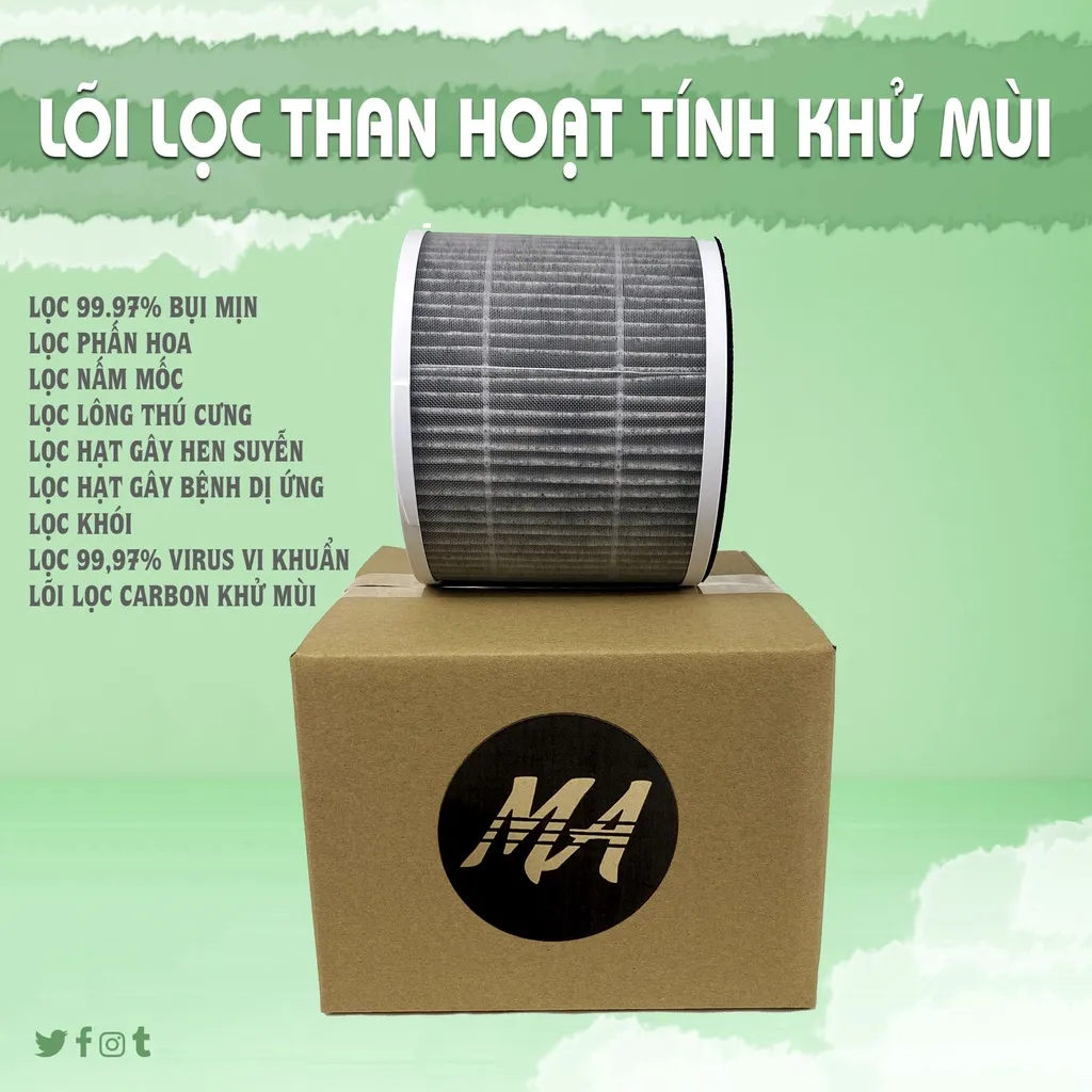 Ảnh Combo 2 màng lọc không khí MAX AIR loại than hoạt tính Carbon khử mùi, lọc bụi mịn, lọc sạch lông chó mèo 3