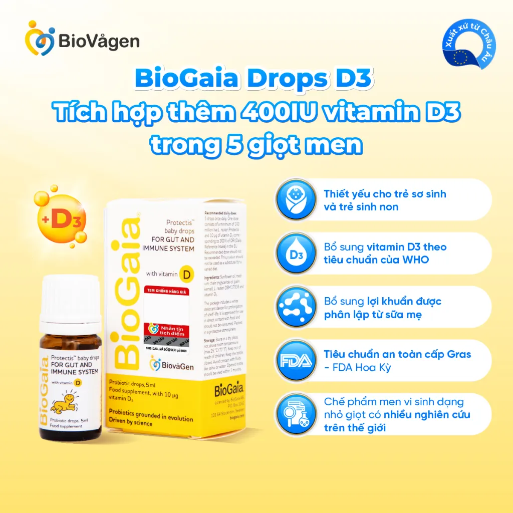 Ảnh Combo 2 Men vi sinh BioGaia ProTectis Drops Vitamin D3 cải thiện hệ tiêu hóa xuất xứ Thụy Điển dung tích 5 ml 1