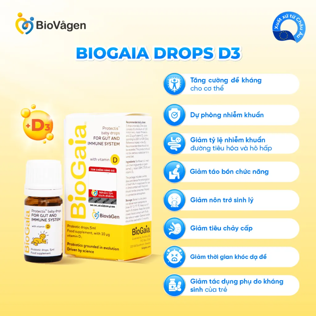 Ảnh Combo 2 Men vi sinh BioGaia ProTectis Drops Vitamin D3 cải thiện hệ tiêu hóa xuất xứ Thụy Điển dung tích 5 ml 2
