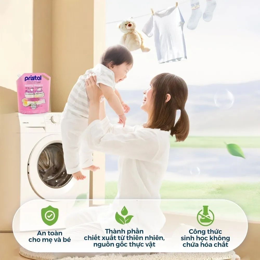 Ảnh Combo 2 nước giặt sinh học 6in1 Pristal hương lavender, hương mùa hạ, túi 2L nước giặt quần áo an toàn cho da em bé 4