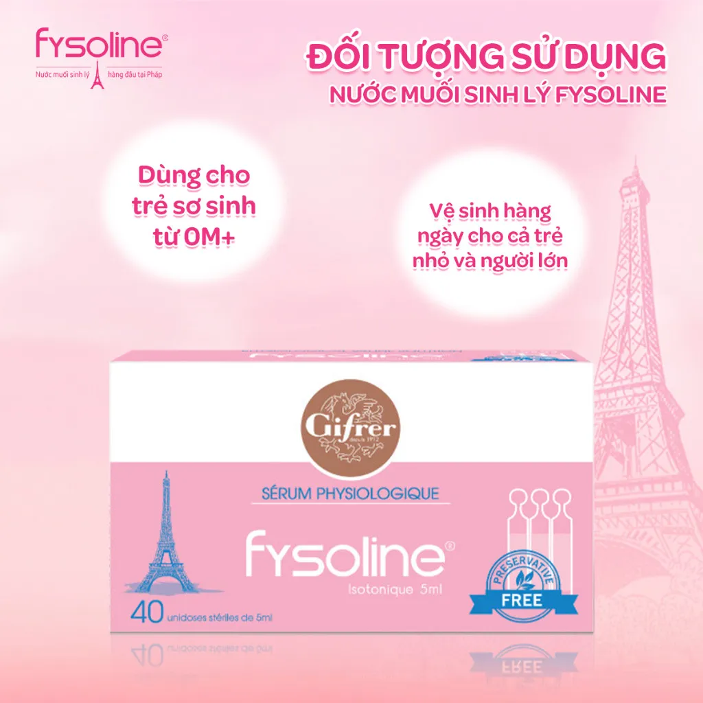 Ảnh Combo 2 Nước muối sinh lý Fysoline nhập khẩu Pháp vệ sinh mắt, mũi, miệng cho bé (Hộp hồng 40 ống x5ml) 4