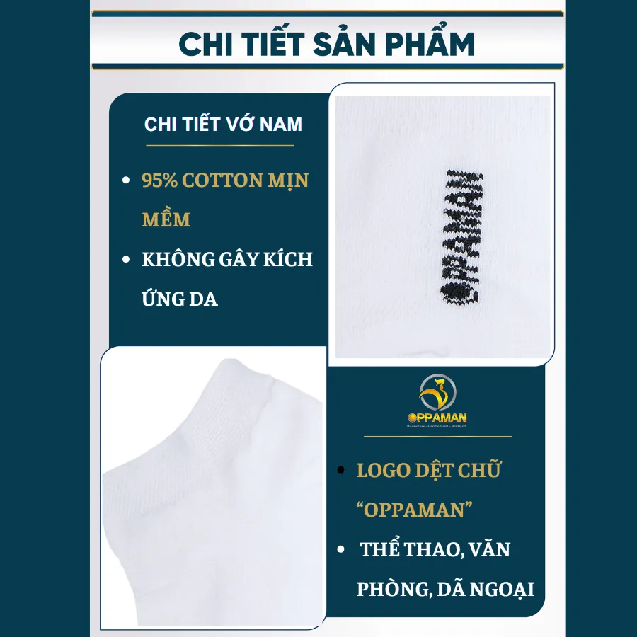 Ảnh Combo 2 đôi tất vớ nam vải cotton kháng khuẩn 4 màu cao cấp trơn trên mắt cá cổ ngắn OVT2 OPPAMAN 3