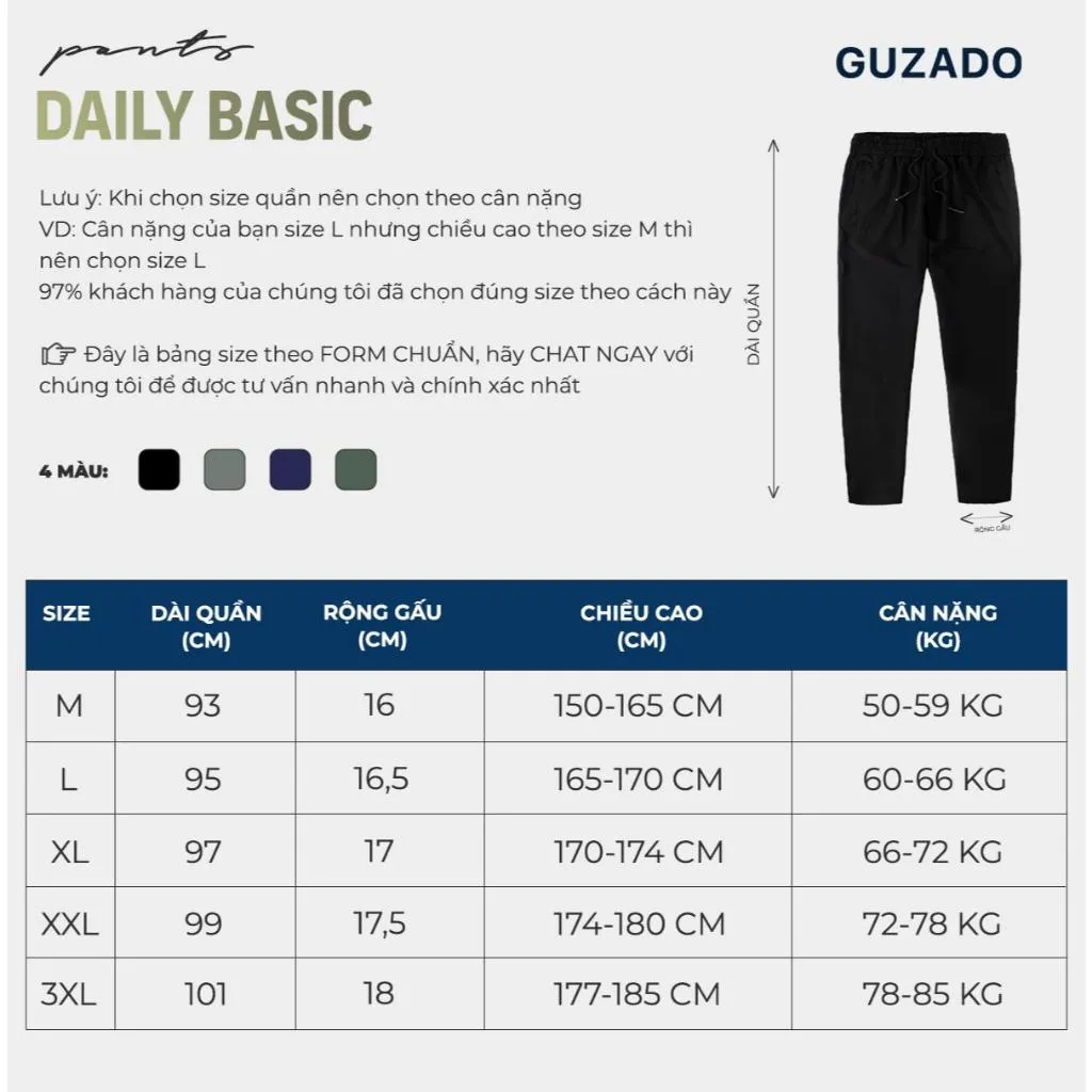 Ảnh COMBO 2 Quần dài nam GUZADO thể thao chất gió cao cấp, cạp chun co giãn, thoải mái vận động CB2GDC01 2