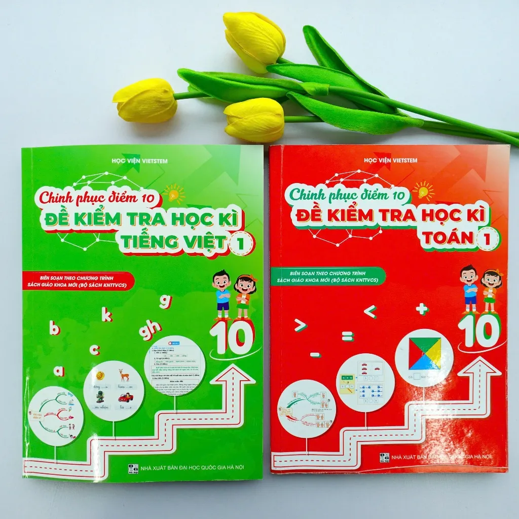 Ảnh Combo 2 sách Chinh phục điểm 10 đề kiểm tra học kì Tiếng việt và Toán 1(KNTT) 2