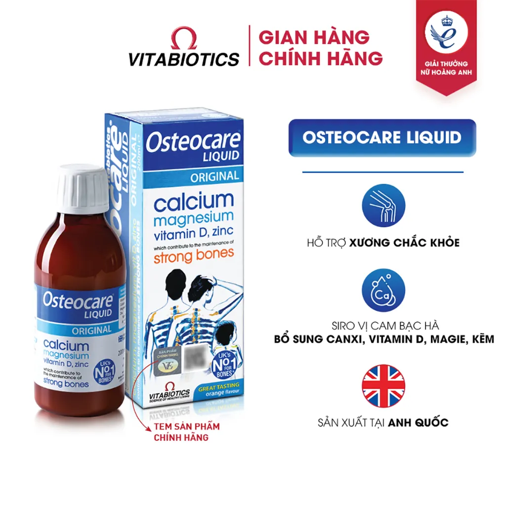 Ảnh Combo 2 Siro Chắc Khỏe Xương Vitabiotics OSTEOCARE Vị Cam Bạc Hà Tự Nhiên Dễ Uống, Bổ Sung Canxi Và Vitamin D Chai 200ml 1
