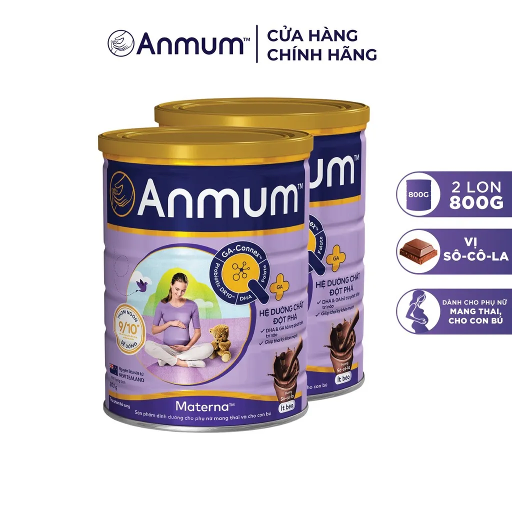 Ảnh Combo 2 Sữa Bột Anmum Materna Hương Sôcôla (800g/lon) 1