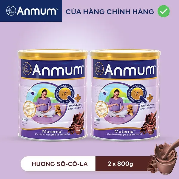Ảnh Combo 2 Sữa Bột Anmum Materna Hương Sôcôla (800g/lon) 2
