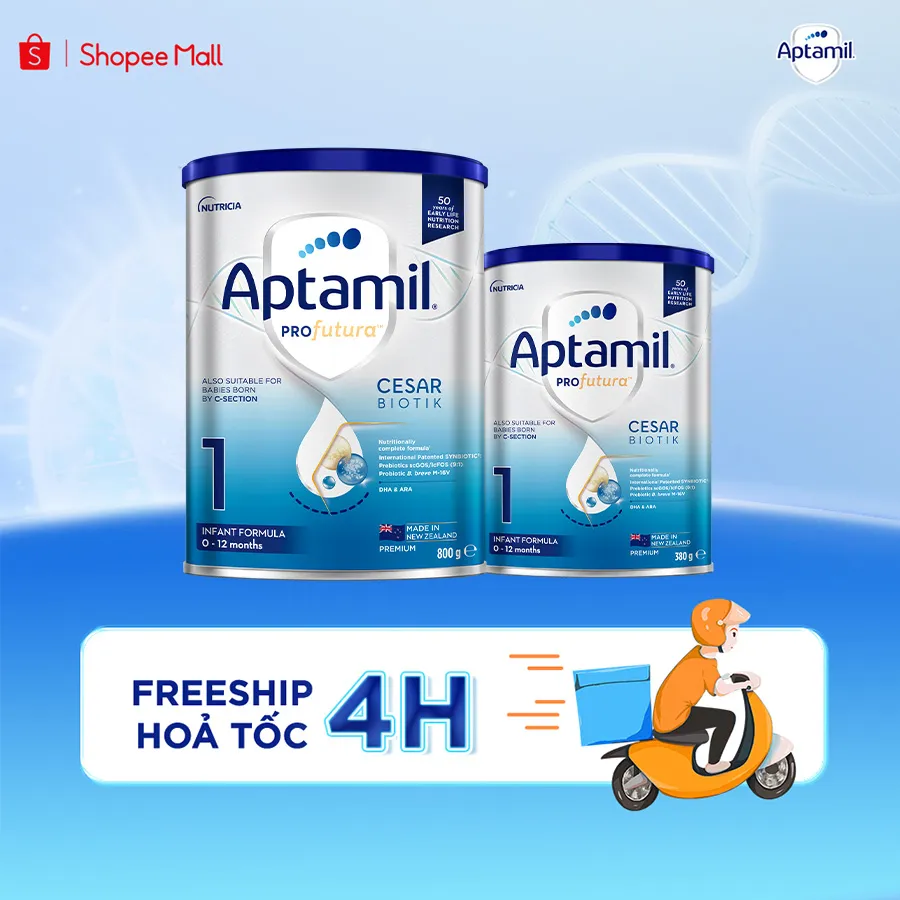 Ảnh Combo 2 Sữa bột Aptamil Profutura Cesarbiotik New Zealand hộp thiếc số 1 (380g) cho bé từ 0-12 tháng tuổi 1