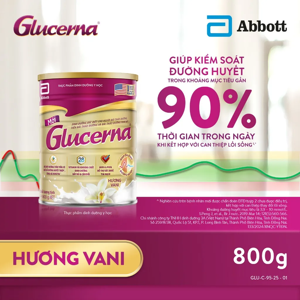 Ảnh Combo 2 Sữa bột Glucerna hương vani 800g dành cho người bị tiểu đường 1