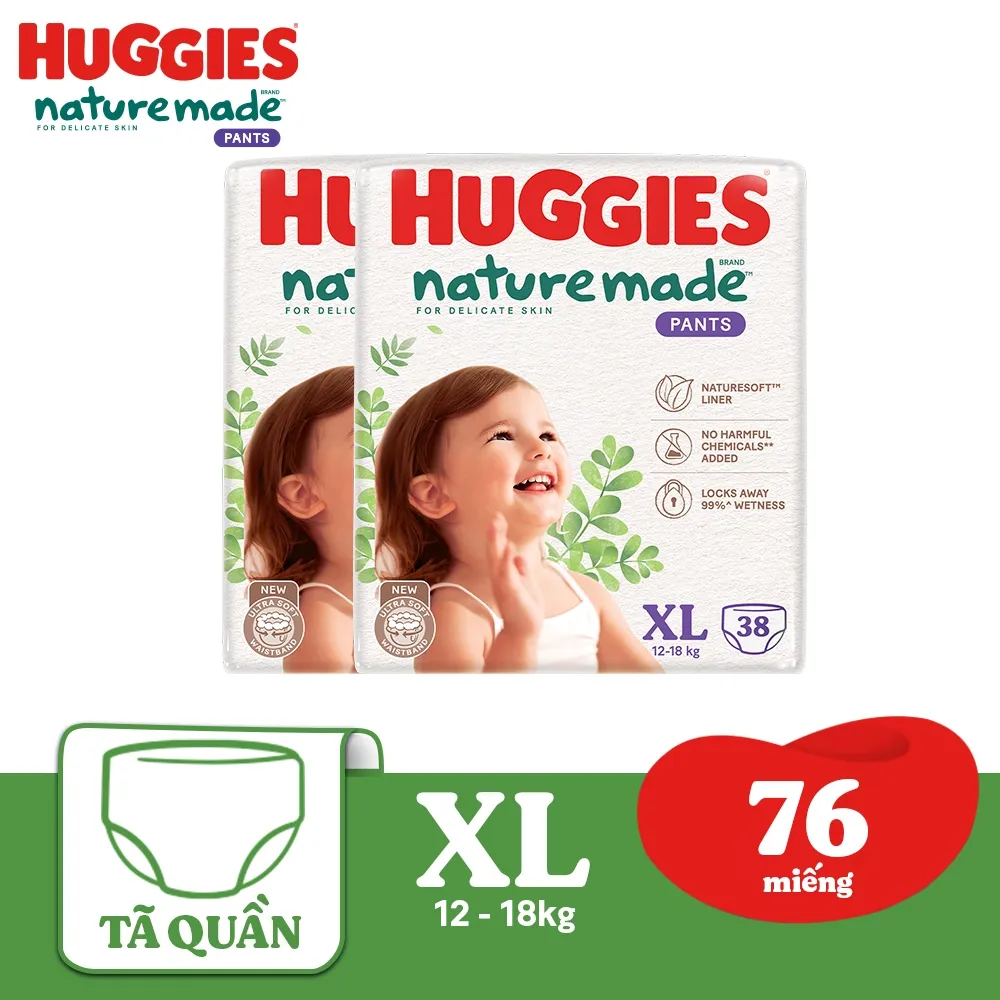 Ảnh Combo 2 Tã Quần Huggies Platinum Nature Made XL38 1