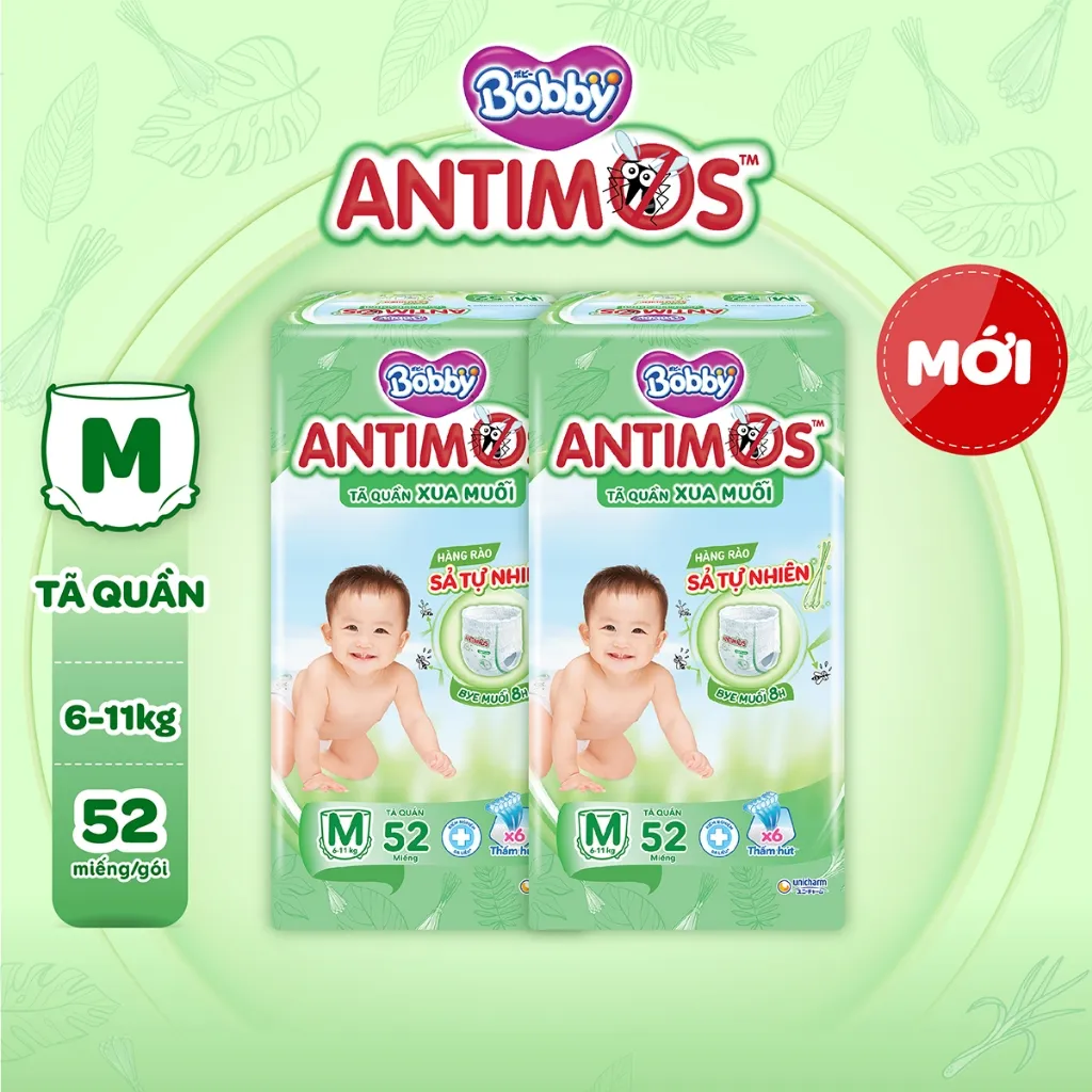 Ảnh Combo 2 tã Quần Xua Muỗi Bobby Antimos – Hàng rào Sả tự nhiên Bye Muỗi 8H - M52/L50+2/XL48+4/XXL46+6 2