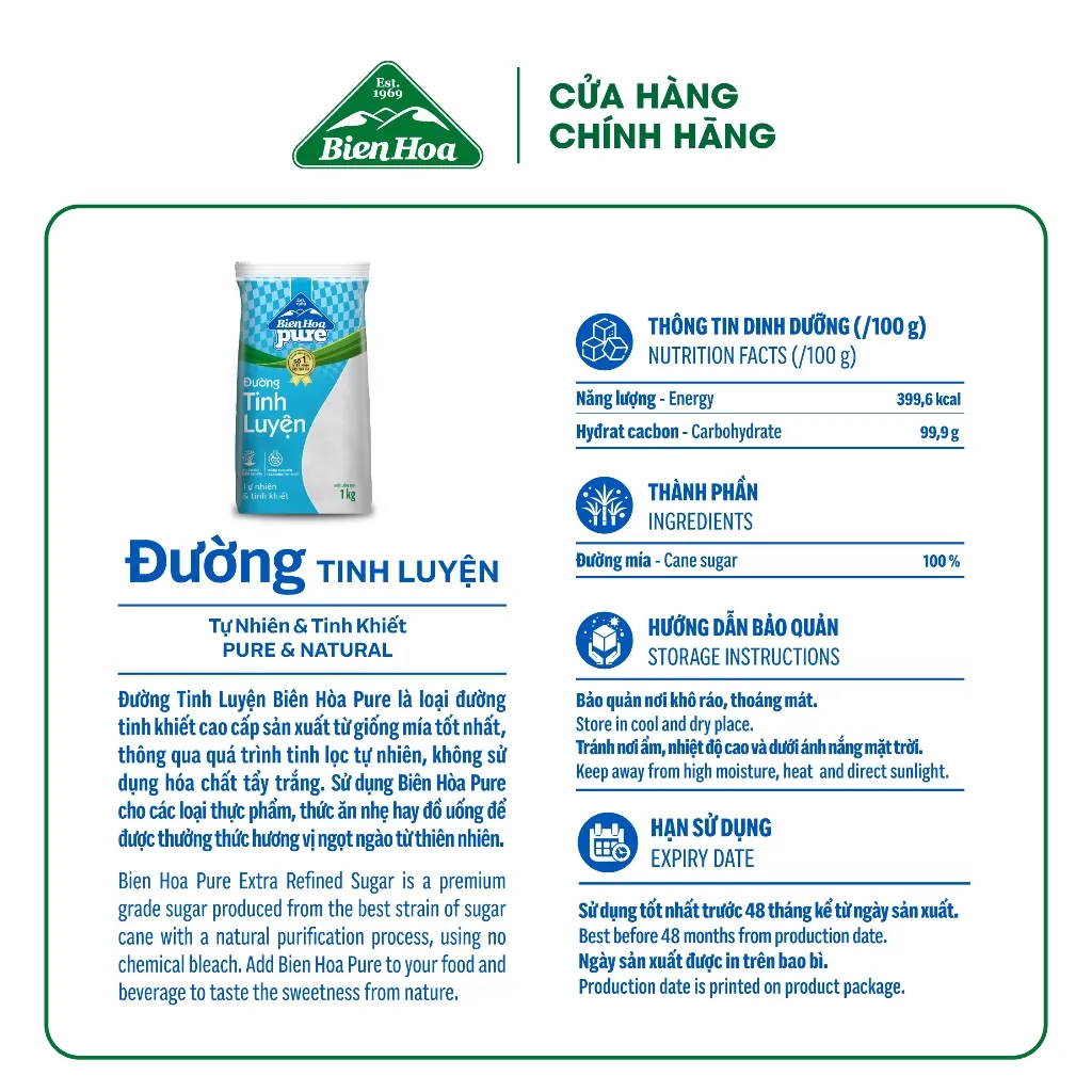 Ảnh Combo 2 Túi Đường Tinh Luyện Pure Biên Hòa 1kg/túi 2