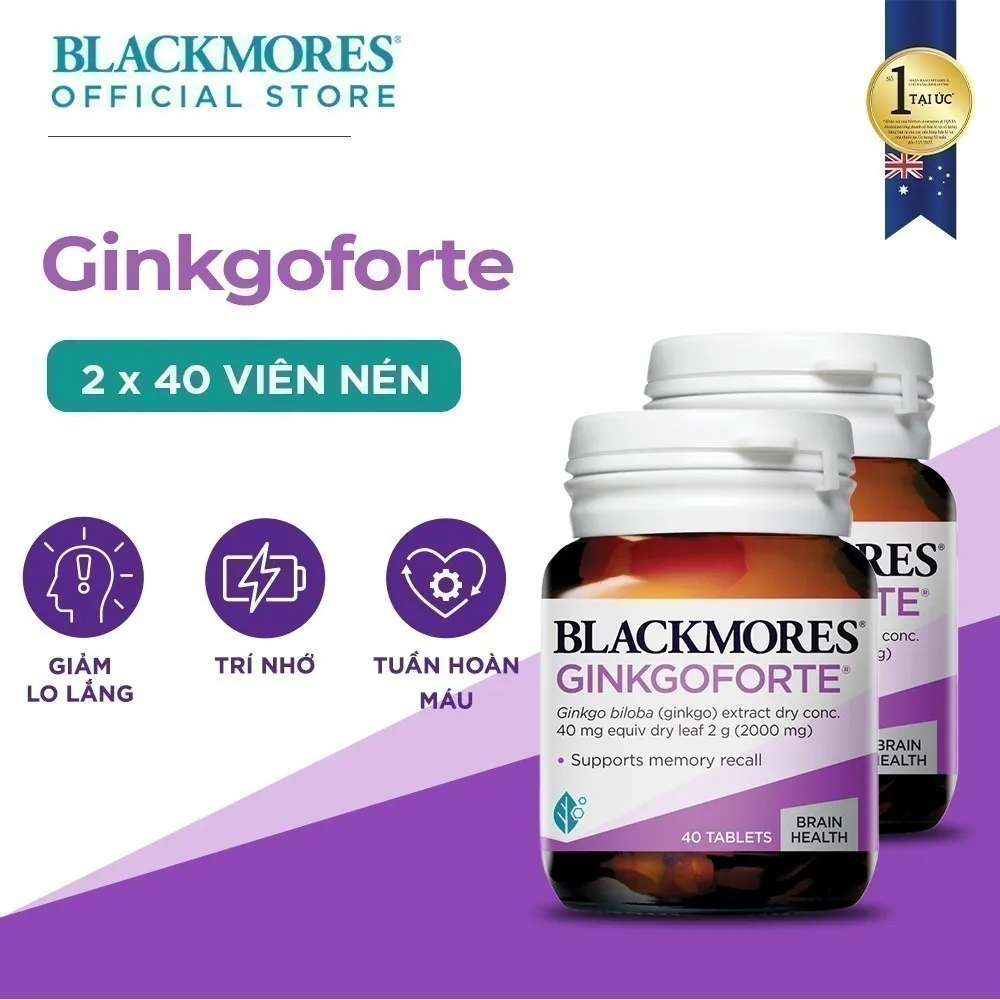 Ảnh Combo 2 Viên Uống Hỗ Trợ Tuần Hoàn Máu Não Blackmores Ginkgoforte 40 Viên/Lọ 1