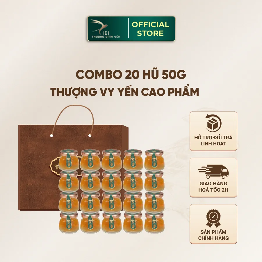 Ảnh Combo 20 Hũ Yến Cao Phẩm 5G Yến Thật  Hũ 50G Chưng Sẵn Không Kèm Hộp 5 Vị Cici Thượng Đỉnh Yến Sào Yến 1
