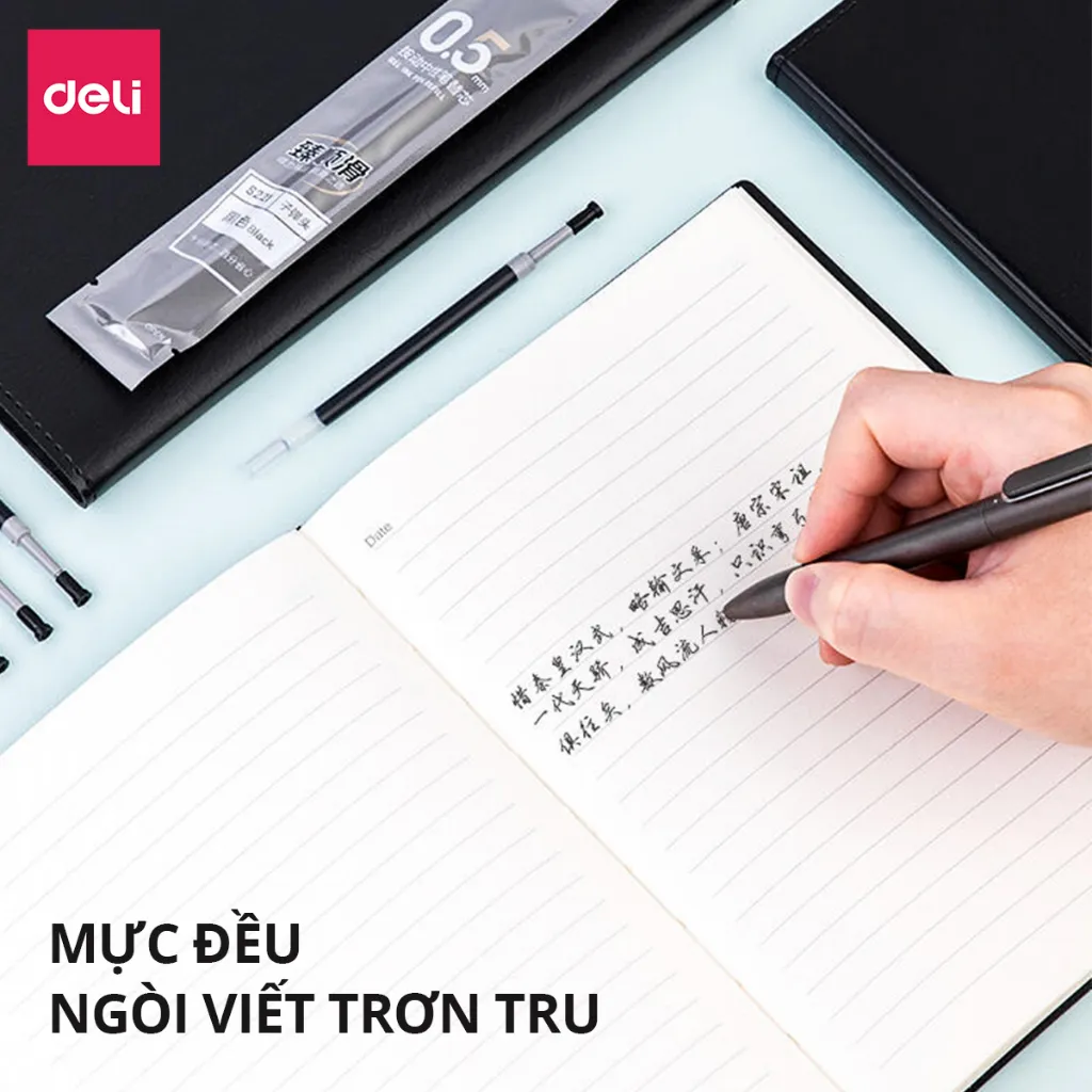 Ảnh Combo 20 ruột bút gel S221 Deli 0.5mm dùng cho bút bi nước A575 không gai viết trơn tru phù hợp học sinh văn phòng 2