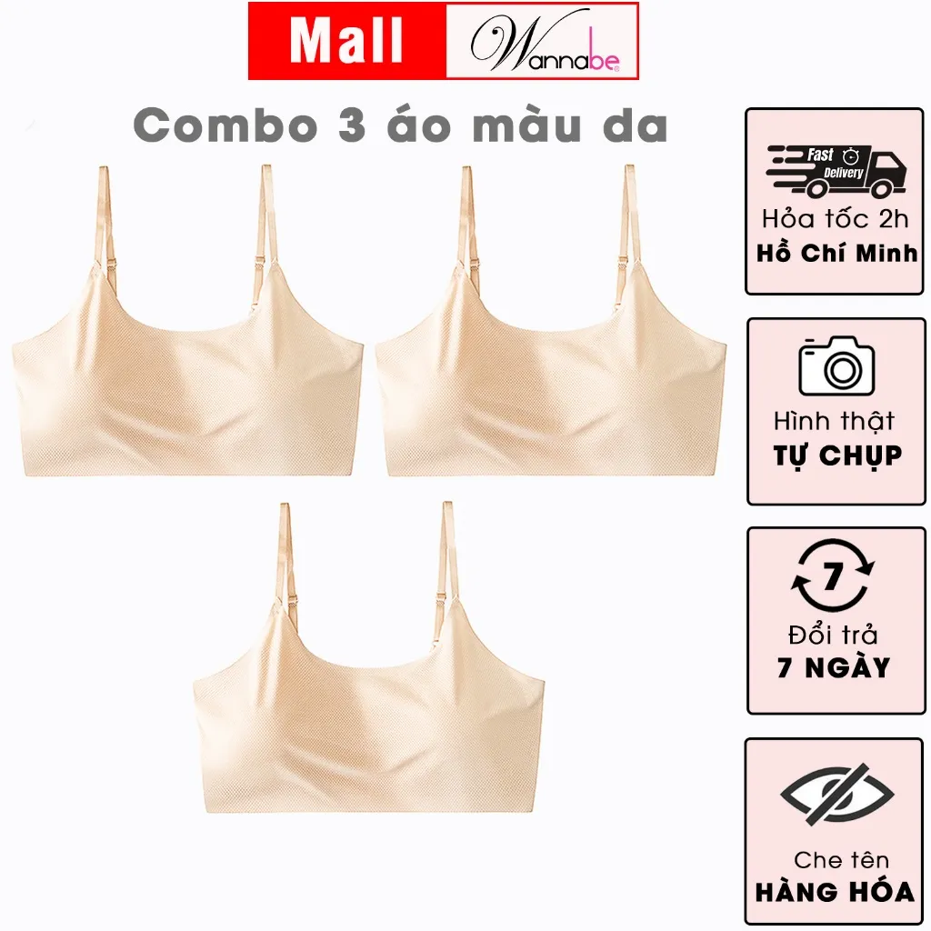 Ảnh Combo 3 áo ngực su WANNABE áo lót áo tập áo lá chất su mềm mịn mút đệm ngực tháo rời tiện lợi  AL45S 2