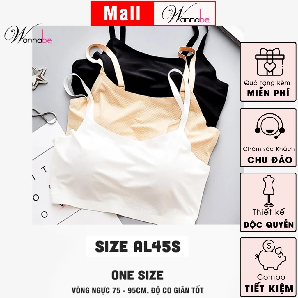 Ảnh Combo 3 áo ngực su WANNABE áo lót áo tập áo lá chất su mềm mịn mút đệm ngực tháo rời tiện lợi  AL45S 3