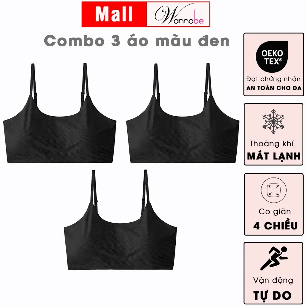 Ảnh Combo 3 áo ngực su WANNABE áo lót áo tập áo lá chất su mềm mịn mút đệm ngực tháo rời tiện lợi  AL45S 4