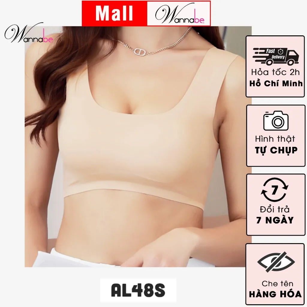Ảnh Combo 3 áo ngực WANNABE áo chíp không gọng chất su kiểu ba lỗ không gọng có mút không hằn cứng AL48S 2