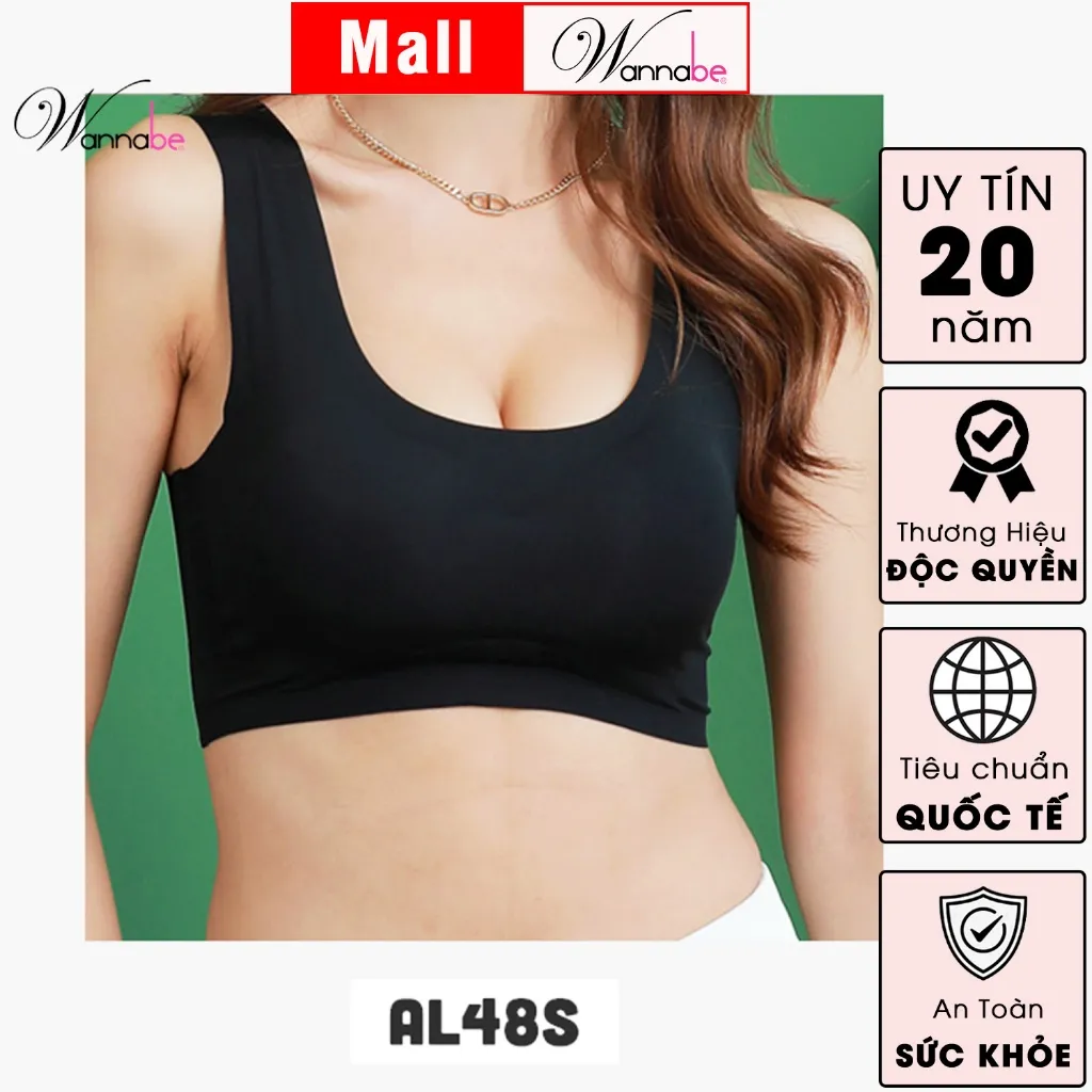 Ảnh Combo 3 áo ngực WANNABE áo chíp không gọng chất su kiểu ba lỗ không gọng có mút không hằn cứng AL48S 4