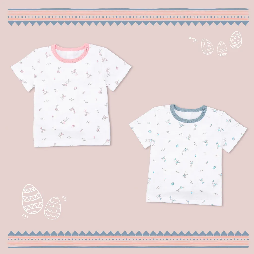 Ảnh Combo 3 Áo Tay Cộc Nút Vai MIOMIO Vải Cotton Cho Bé Trai,Gái, Họa tiết Thỏ,Sọc,MèoMây (Từ 0-24 Tháng)Thoáng Mát Dễ Chịu 2