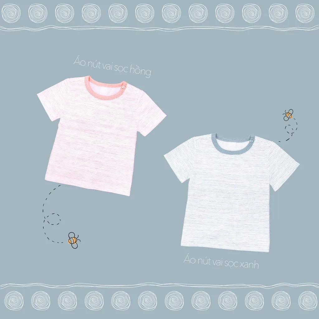 Ảnh Combo 3 Áo Tay Cộc Nút Vai MIOMIO Vải Cotton Cho Bé Trai,Gái, Họa tiết Thỏ,Sọc,MèoMây (Từ 0-24 Tháng)Thoáng Mát Dễ Chịu 4