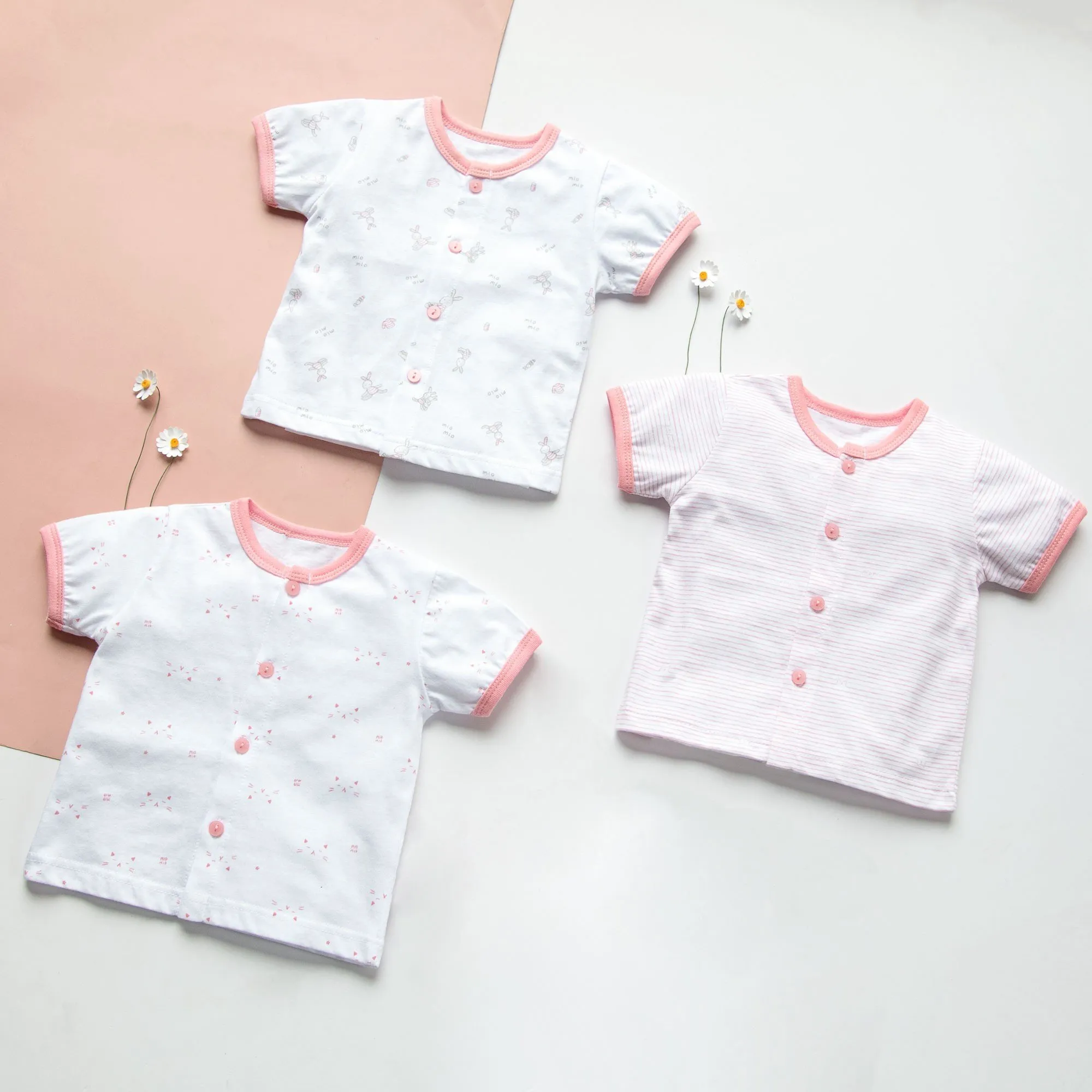 Ảnh Combo 3 Áo Tay Cộc Sơ Sinh MIOMIO Vải Cotton Cho Bé Trai, Bé Gái (Từ 0 - 24 Tháng) Thiết Kế Mùa Hè | Thoáng Mát Dễ Chịu 2