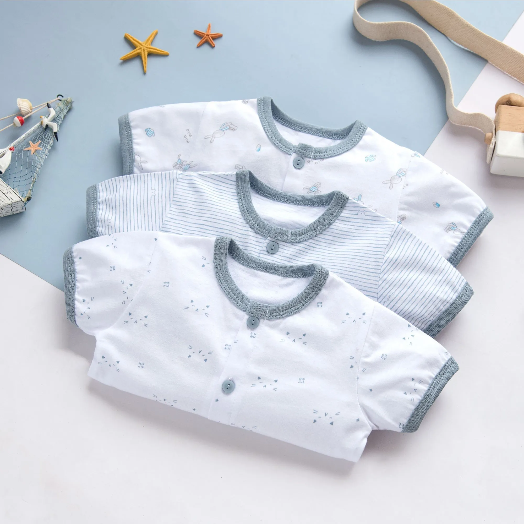 Ảnh Combo 3 Áo Tay Cộc Sơ Sinh MIOMIO Vải Cotton Cho Bé Trai, Bé Gái (Từ 0 - 24 Tháng) Thiết Kế Mùa Hè | Thoáng Mát Dễ Chịu 3
