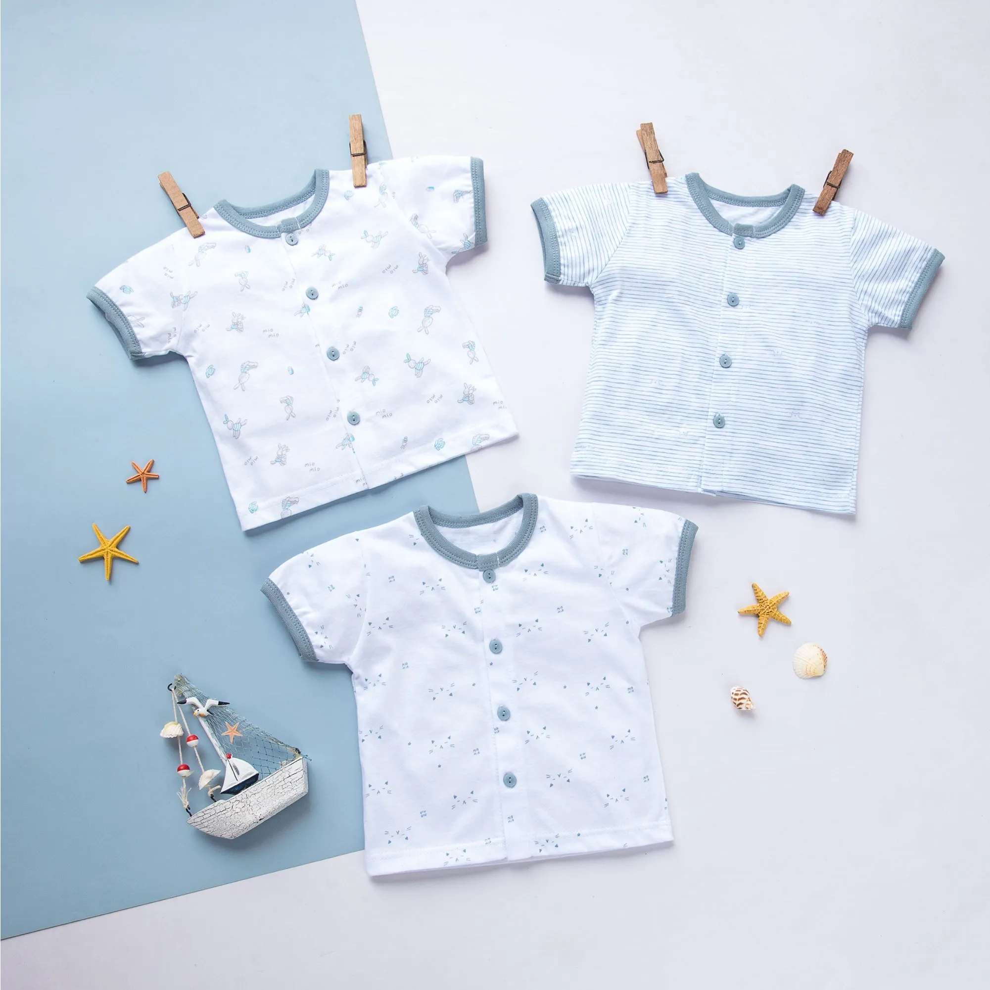 Ảnh Combo 3 Áo Tay Cộc Sơ Sinh MIOMIO Vải Cotton Cho Bé Trai, Bé Gái (Từ 0 - 24 Tháng) Thiết Kế Mùa Hè | Thoáng Mát Dễ Chịu 4