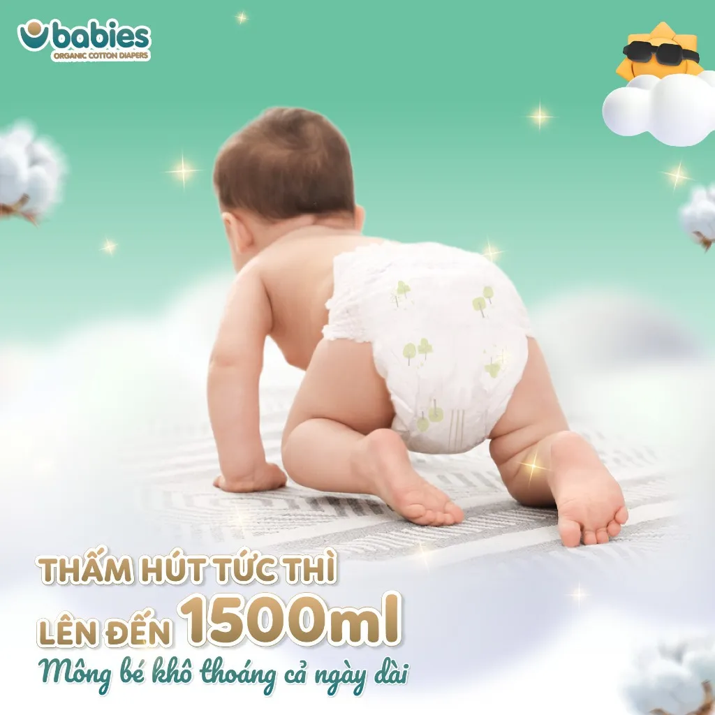 Ảnh Combo 3 Bịch Tã Bỉm Babies Organic Mỏng Thoáng, Siêu Thấm Hút, Size NB/S/M - Thương Hiệu Việt 4