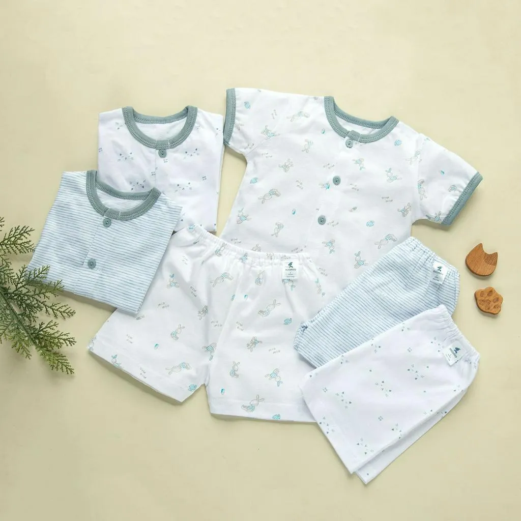 Ảnh Combo 3 Bộ Quần Áo Cộc Sơ Sinh Thỏ Sọc Mèo MIOMIO Cho Bé Trai, Bé Gái (Từ 0 - 24 Tháng), Vải Cotton 1
