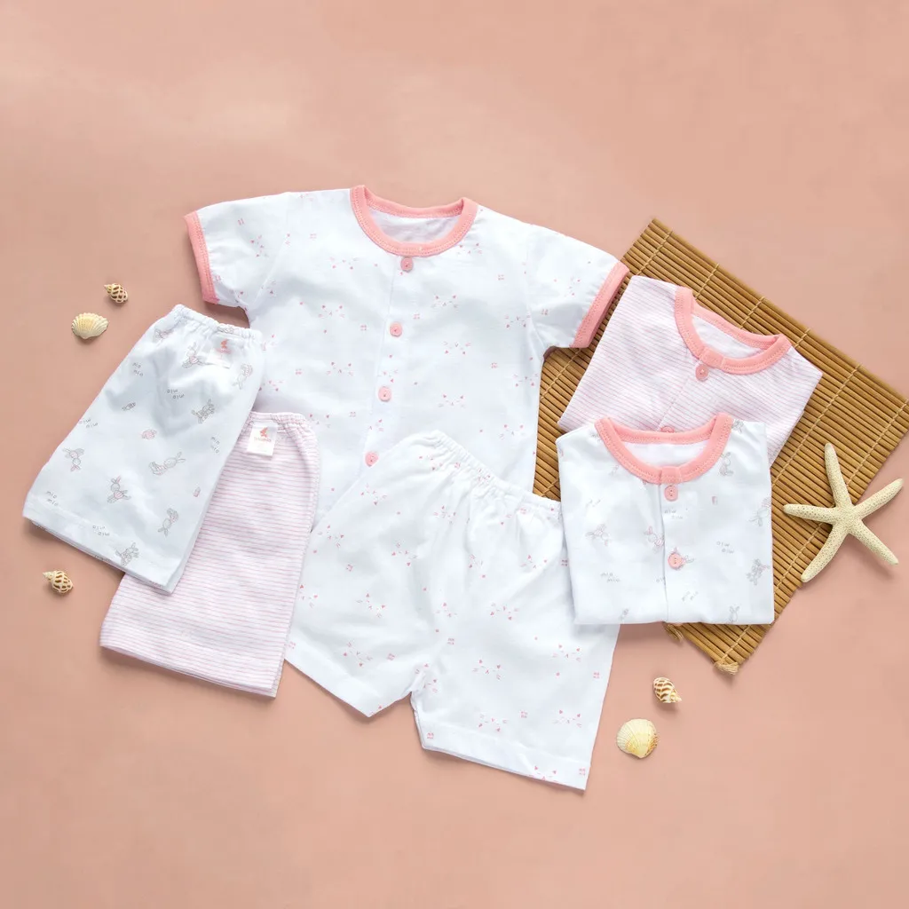 Ảnh Combo 3 Bộ Quần Áo Cộc Sơ Sinh Thỏ Sọc Mèo MIOMIO Cho Bé Trai, Bé Gái (Từ 0 - 24 Tháng), Vải Cotton 2