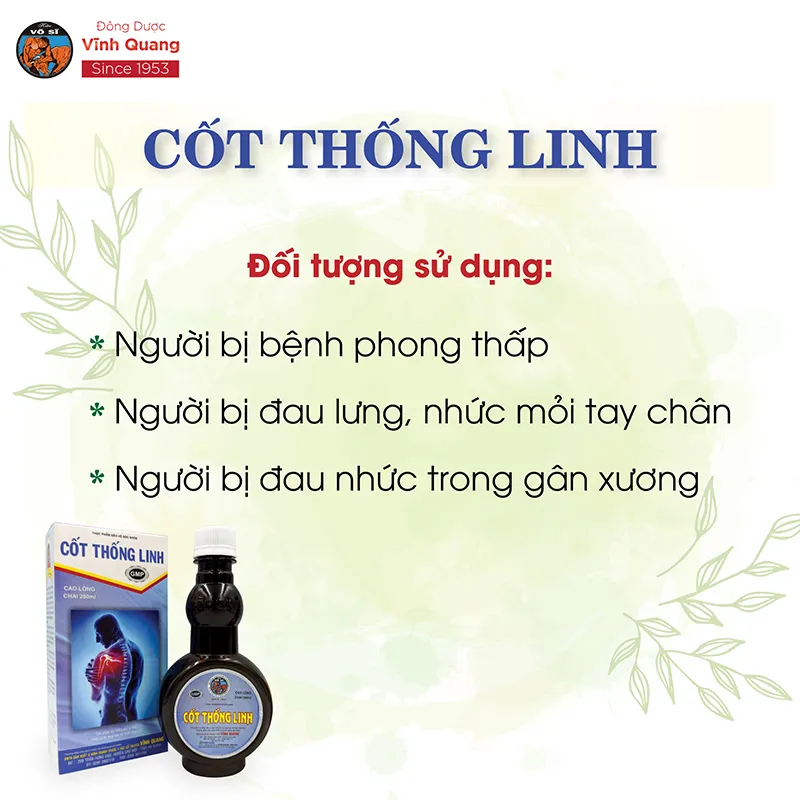 Ảnh Combo 3 chai Cốt Thống Linh VĨNH QUANG - Hoạt huyết, thấp khớp, đau lưng - chai 280ml 3