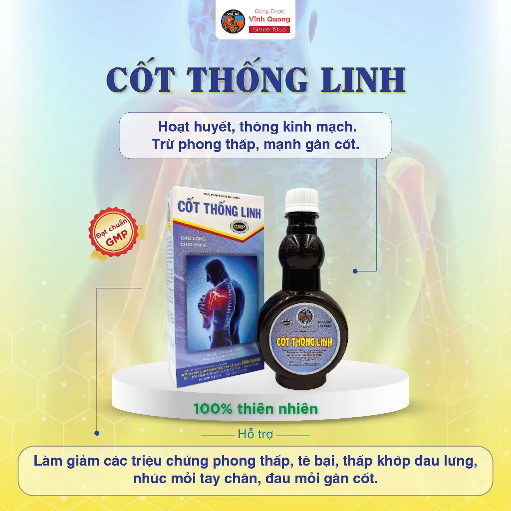 Ảnh Combo 3 chai Cốt Thống Linh VĨNH QUANG - Hoạt huyết, thấp khớp, đau lưng - chai 280ml 4