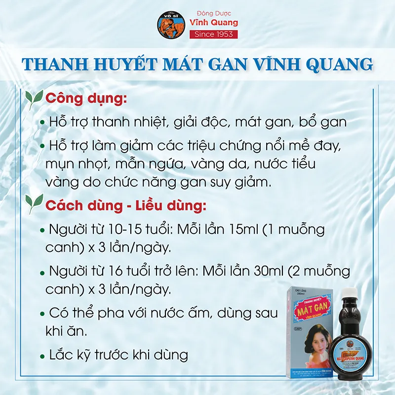 Ảnh Combo 3 chai Thanh Huyết Mát Gan VĨNH QUANG - Thanh nhiệt, mát gan - chai 280ml 2