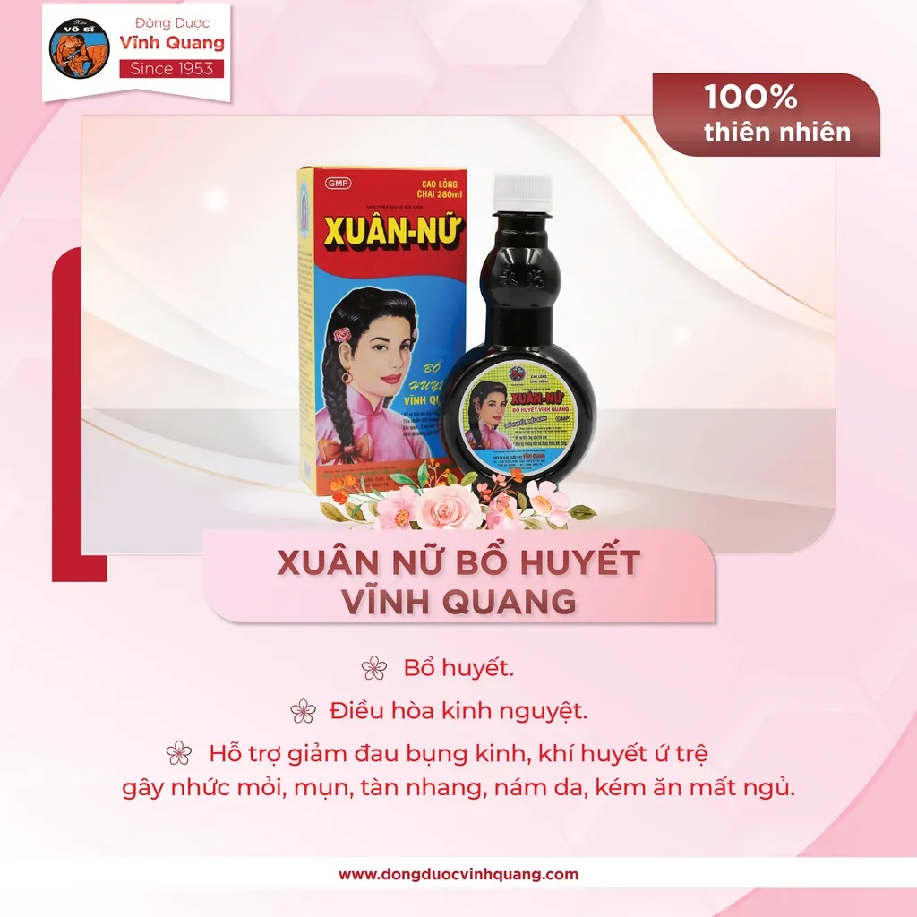 Ảnh Combo 3 chai Xuân Nữ Bổ Huyết VĨNH QUANG 280ml - Điều hoà kinh nguyệt, đau bụng kinh, bổ máu 4