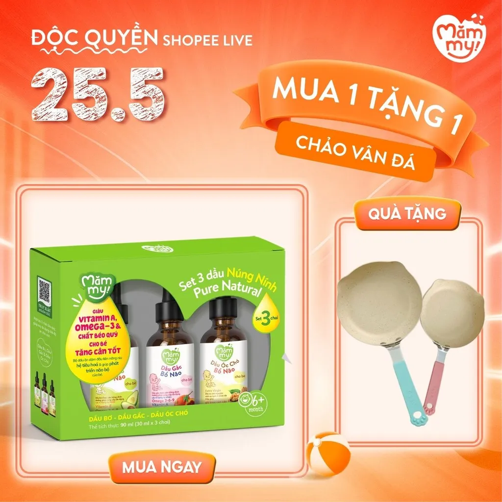 Review Combo 3 Dầu Ăn Dặm Mămmy (Bơ, Óc Chó, Gấc) - Tăng Trí Não, Sáng Mắt Cho Bé