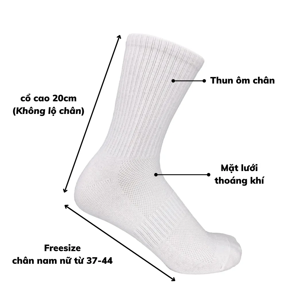 Ảnh Combo 3 đôi tất trơn cổ cao dễ phối đồ, Set 3 đôi tất cao cổ G2 màu đen hoặc trắng bằng cotton hàng VNXK 2