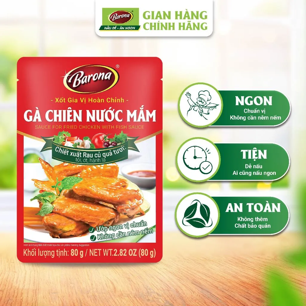 Ảnh Combo 3 Gói Gia Vị Gà Chiên Nước Mắm Barona 80g ướp ngon chuẩn vị không cần nêm nếm 2