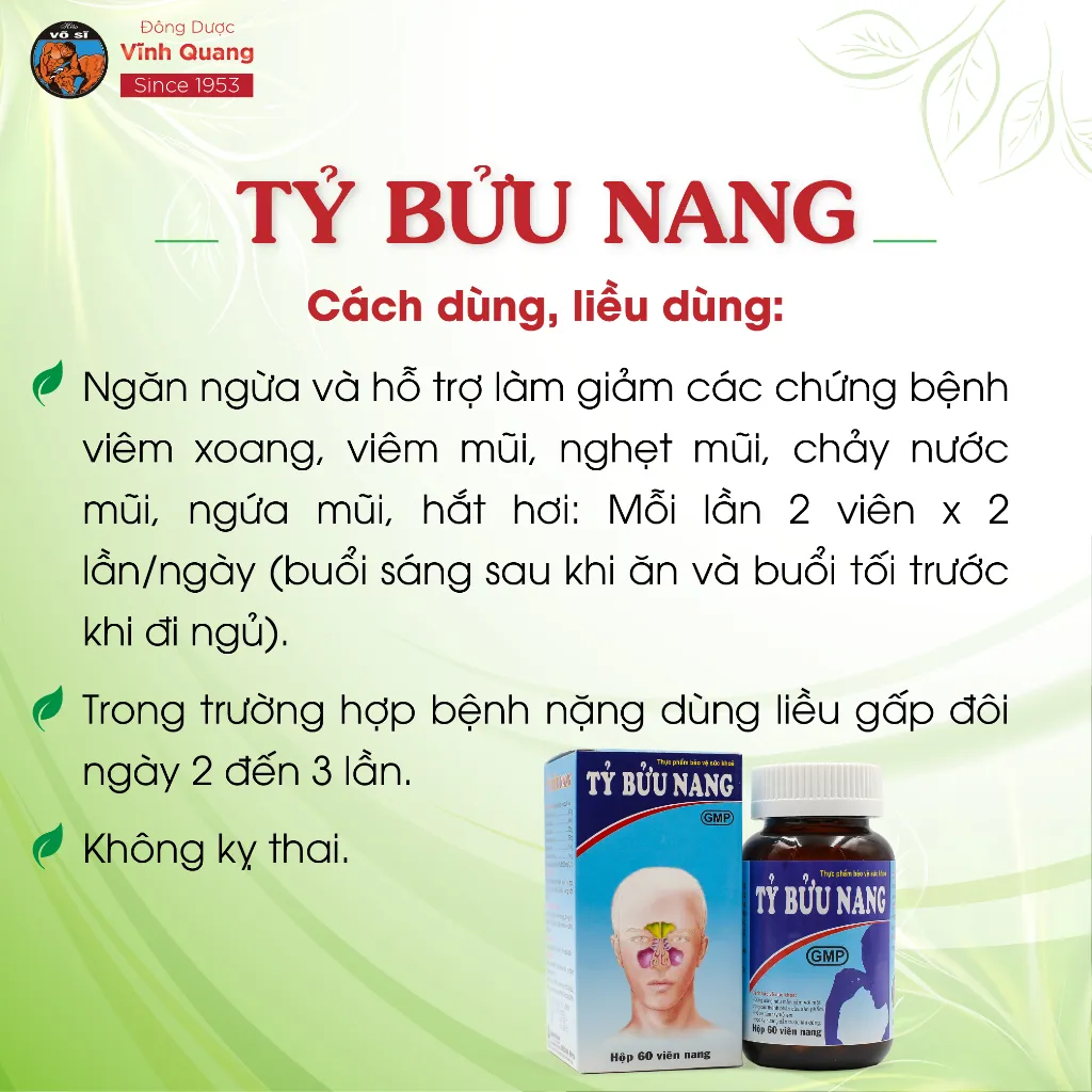 Ảnh Combo 3 Hộp 60 viên Tỷ Bửu Nang VĨNH QUANG - Viêm xoang, Viêm mũi dị ứng, Nghẹt mũi, Chảy nước mũi 4