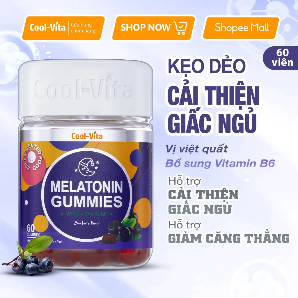 Ảnh Combo 3 Hộp Kẹo Dẻo Melatonin Hỗ Trợ Giấc Ngủ Ngon Coolvita - (Tặng 1 Hộp Nước uống Bổ Sung Collagen) 2