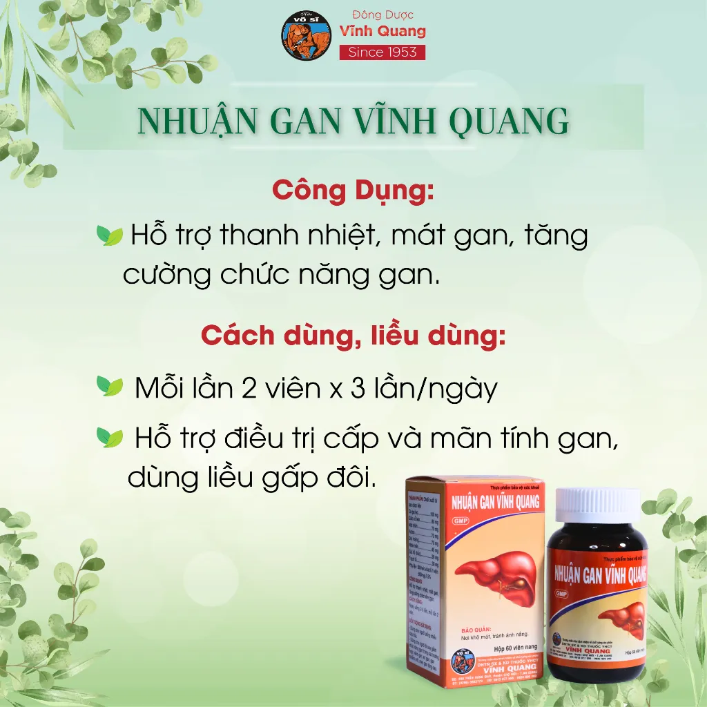 Ảnh Combo 3 Hộp Nhuận Gan VĨNH QUANG Hỗ trợ thanh nhiệt, tăng cường chức năng gan, gan nhiễm mỡ, 60 viên 2