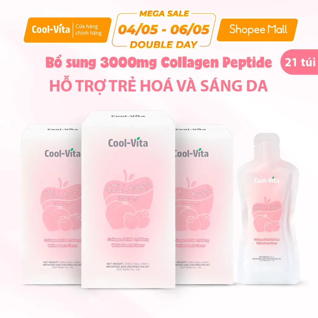 Ảnh Combo 3 Hộp Nước Uống Collagen Peptide Coolvita Hỗ Trợ Trẻ Hóa Sáng Da, Cải Thiện Sức Khỏe Cho Tóc Móng 1