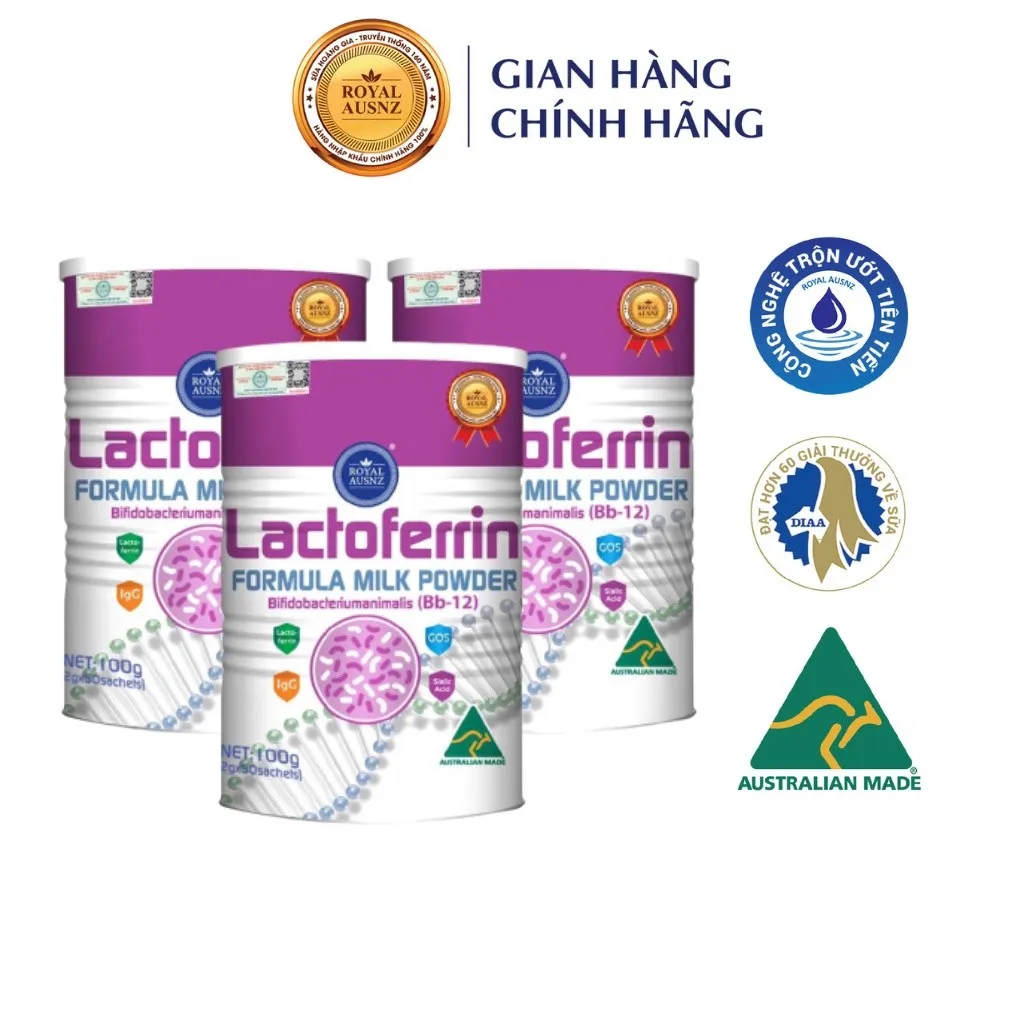 Ảnh Combo 3 Hộp Sữa Hoàng Gia Úc Lactoferrin Formula Milk BB-12 ROYAL AUSNZ Hỗ Trợ Tăng Cường Hệ Miễn Dịch Cho Trẻ 100g 1