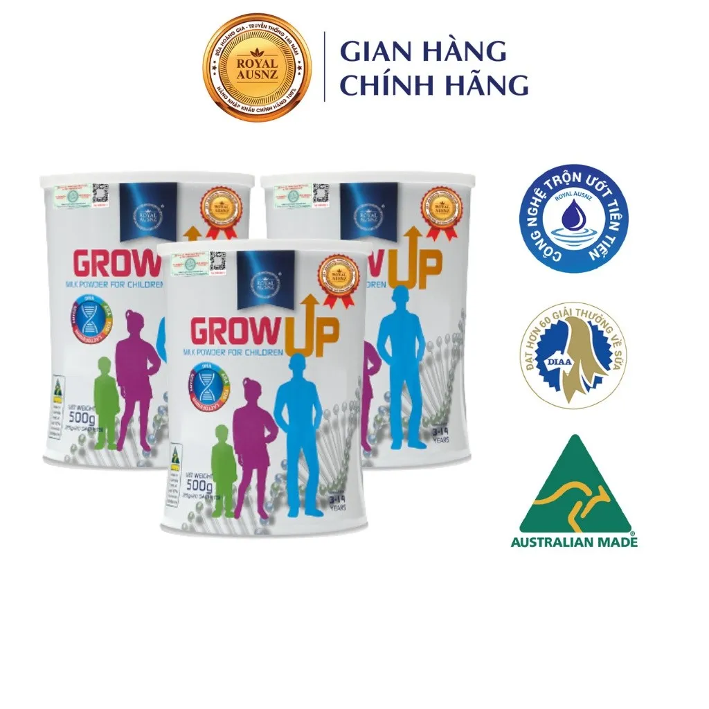 Ảnh Combo 3 Hộp Sữa Hoàng Gia Úc ROYAL AUSNZ Grow Up Cho Trẻ Từ 3-14 Tuổi (Hộp 20 gói x25g) 1