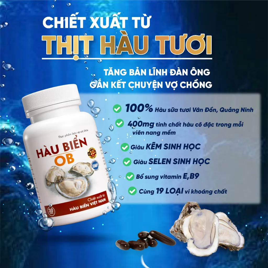 Ảnh Combo 3 Hộp Tinh Chất Hàu OB Tăng Sinh Lý Nam Giới, Chiết Xuất Hàu Oyster (Hộp 30v) - Grow Green AZ 2