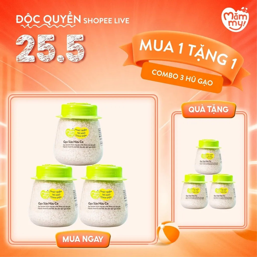 Ảnh Combo 3 hũ gạo sữa hữu cơ Mămmy nấu cháo cho bé ăn dặm, hũ 140gr 1